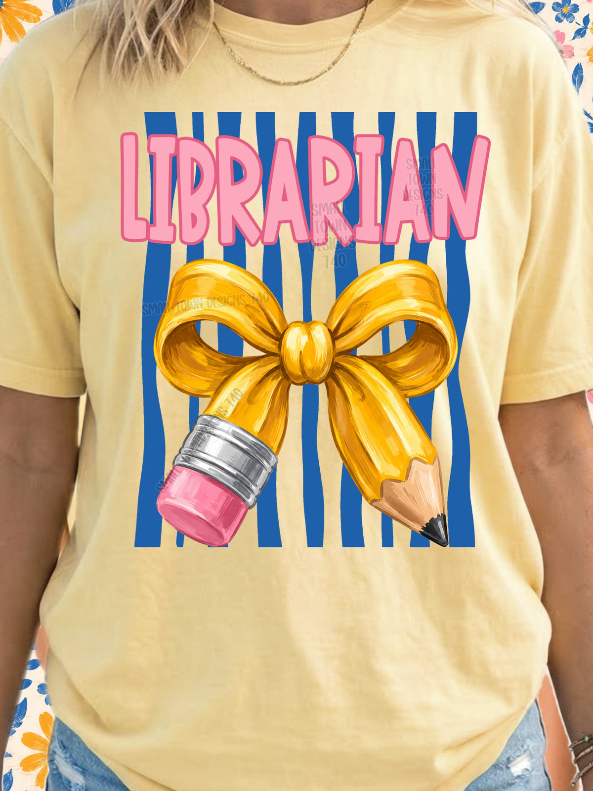 Librarian Bow & Pencil Graphic Tee