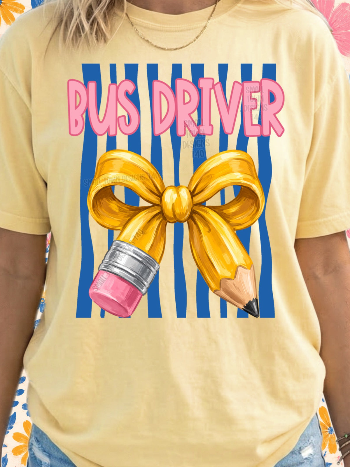 Bus Driver Bow & Pencil Graphic Tee