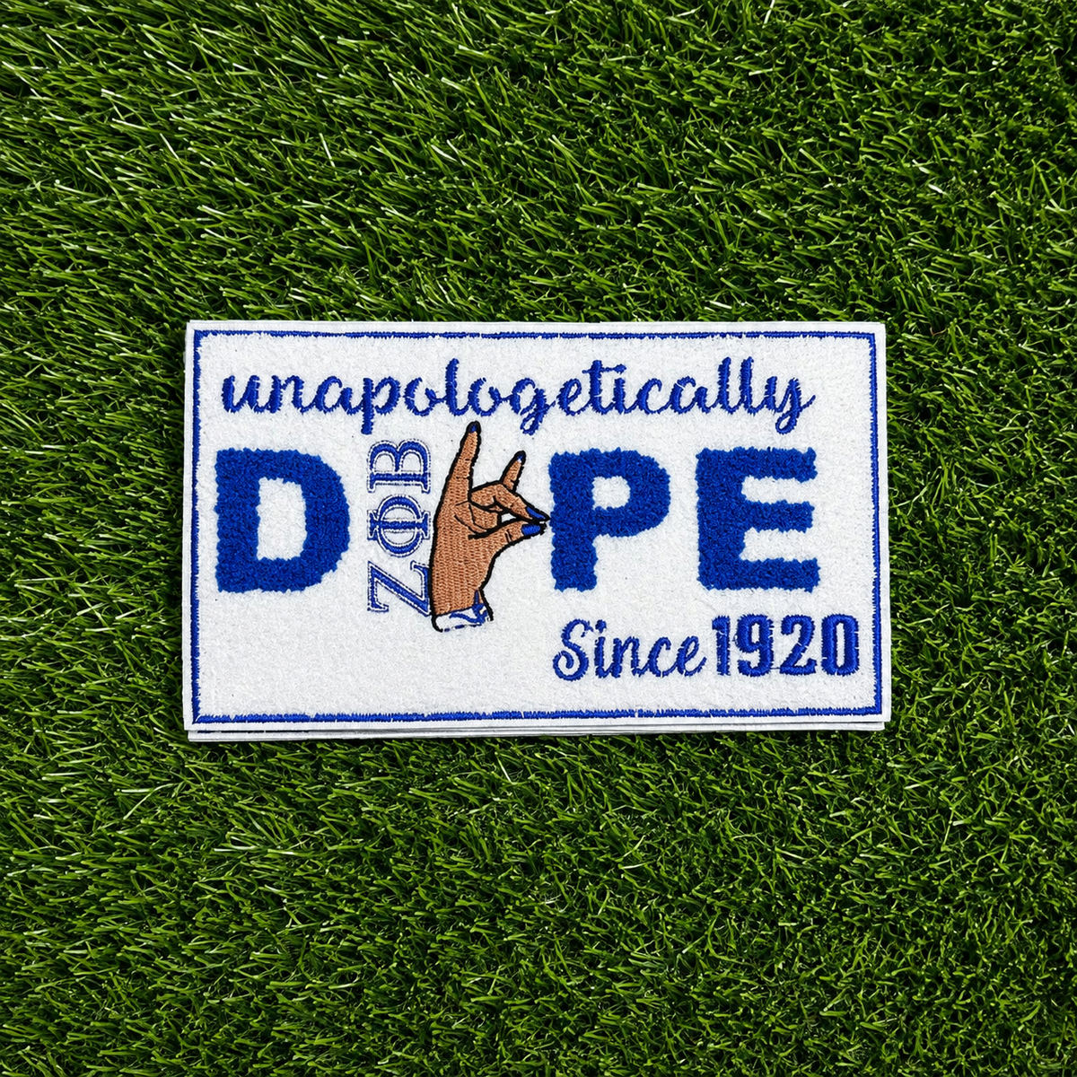 Blue & White “Unapologetically Dope” Iron-On Patch
