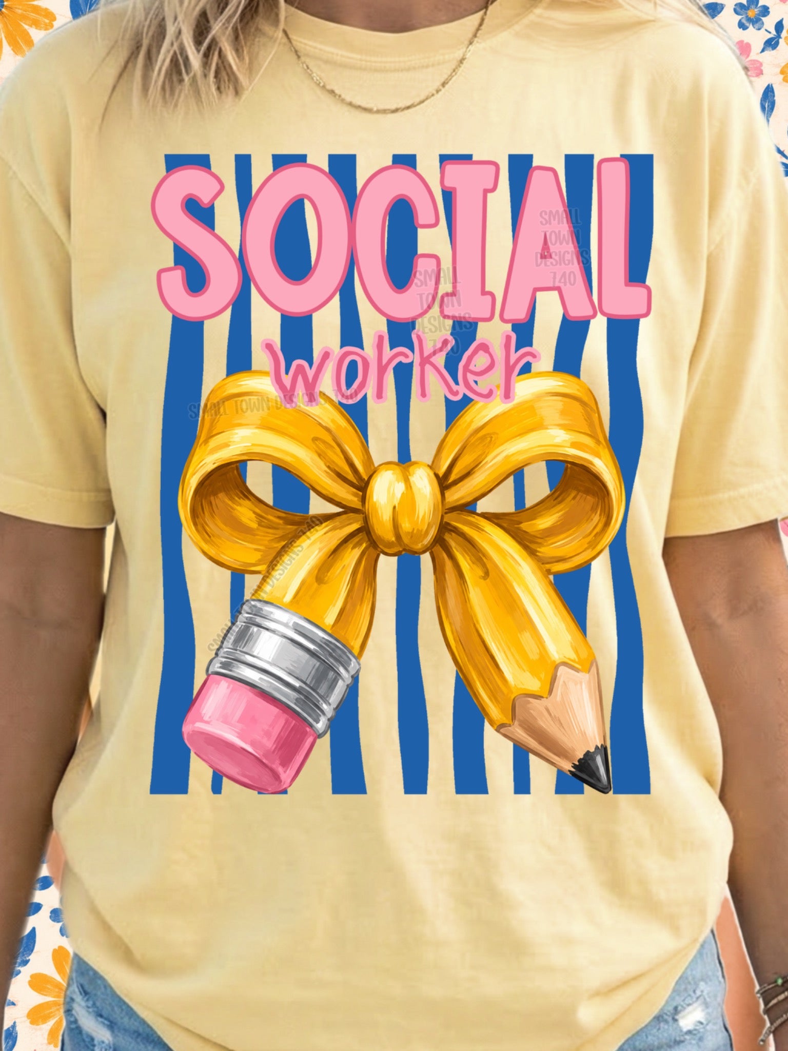 Social Worker Bow & Pencil Graphic Tee
