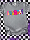Colorful Teacher Lettering Graphic Tee