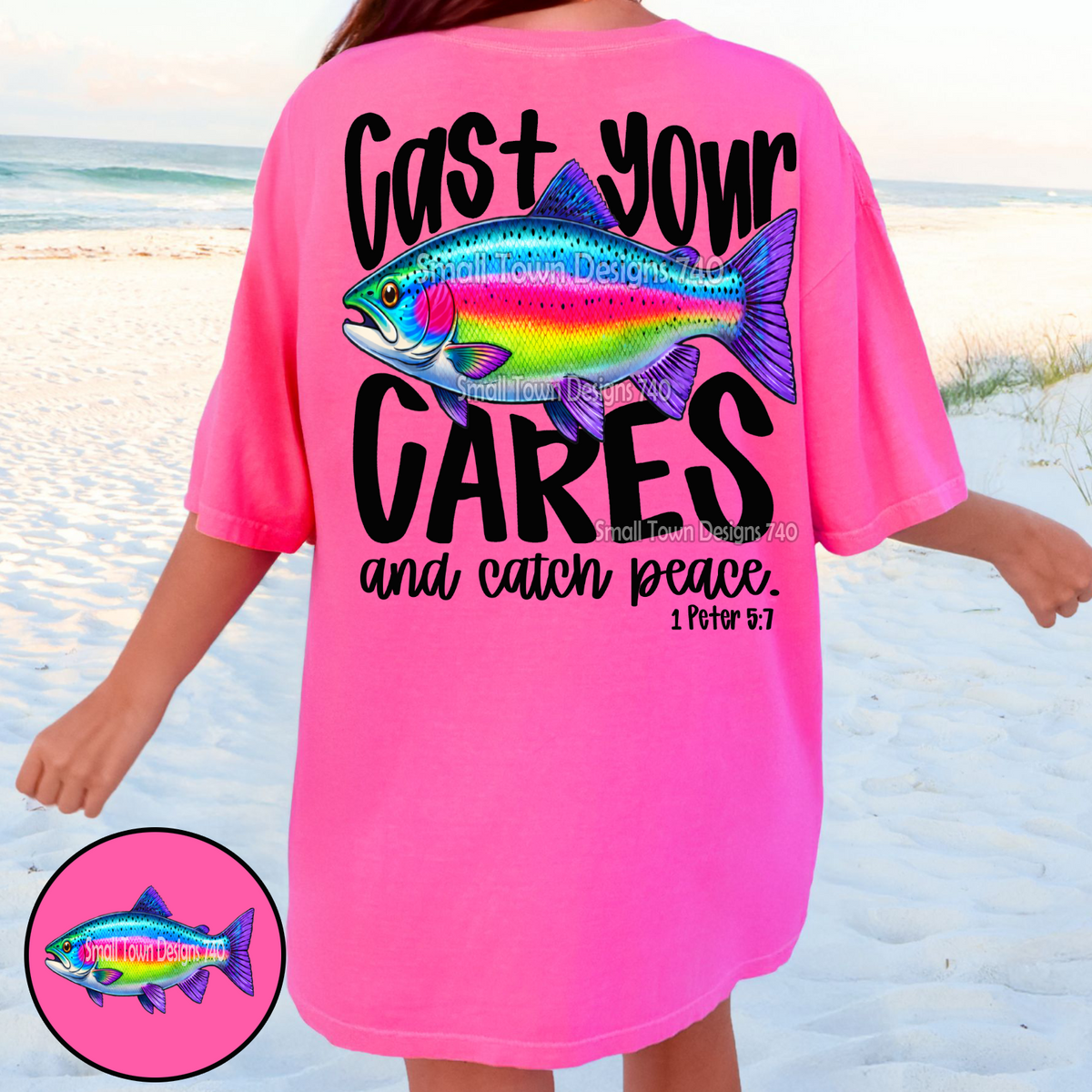 Cast Your Cares Fishing Faith Graphic Tee