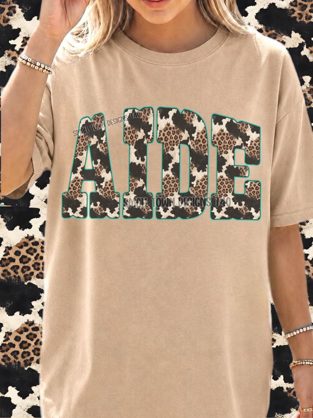 Aide Cow & Leopard Graphic Tee