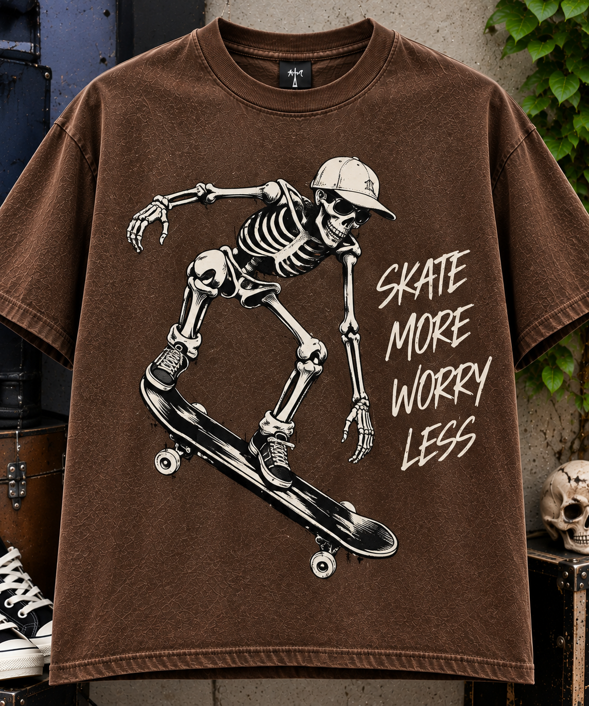Skate More Worry Less Oversized Tee