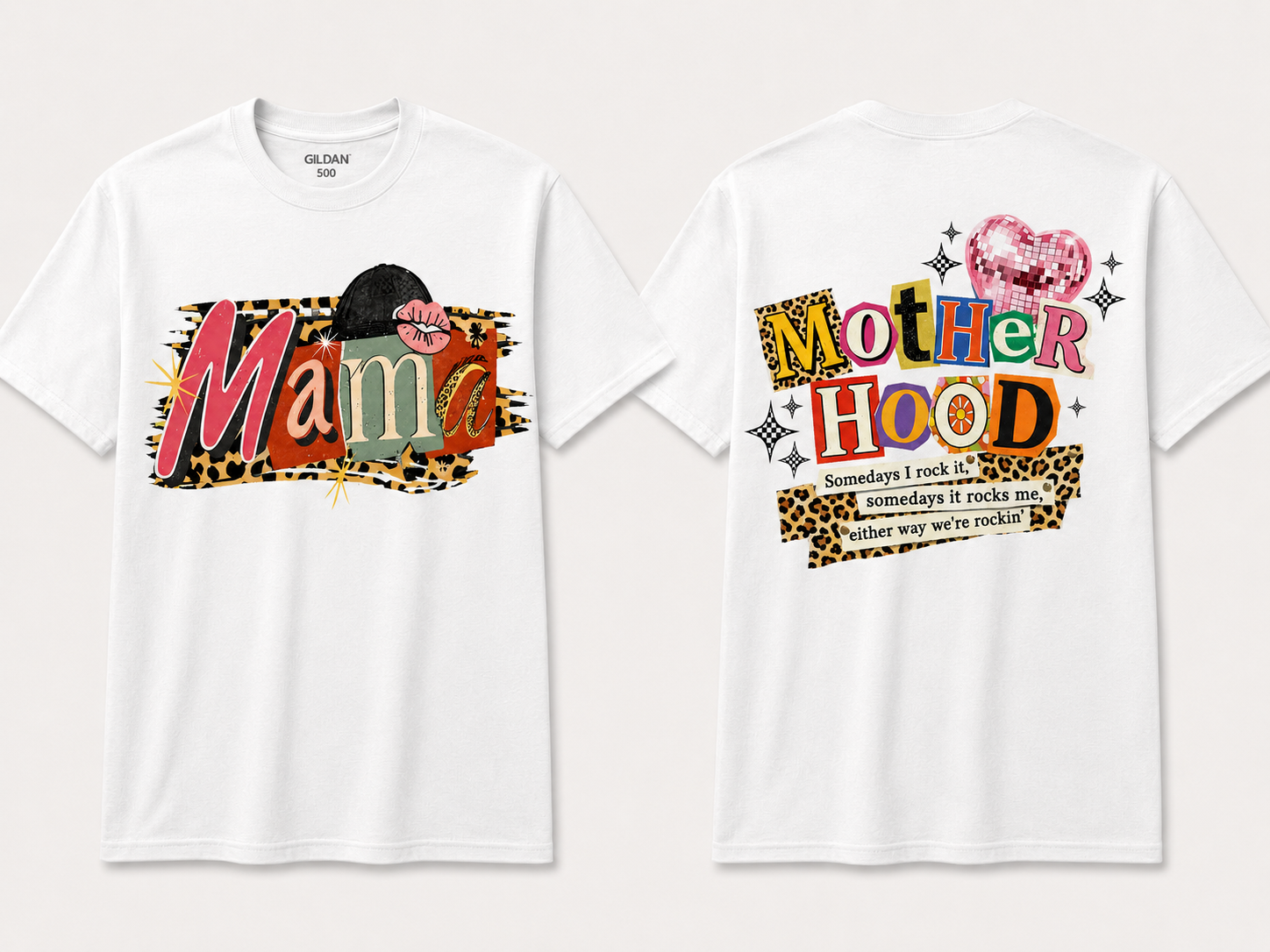 Retro Mama Motherhood Front & Back Graphic Tee