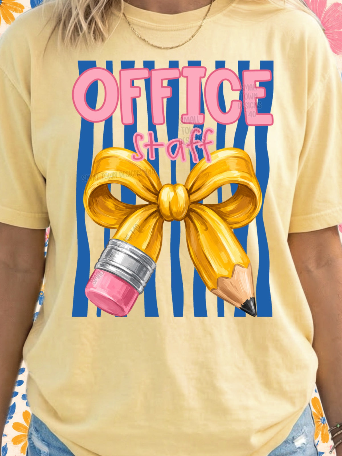 Office Staff Bow & Pencil Graphic Tee