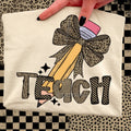 Leopard Bow Teach Graphic Tee