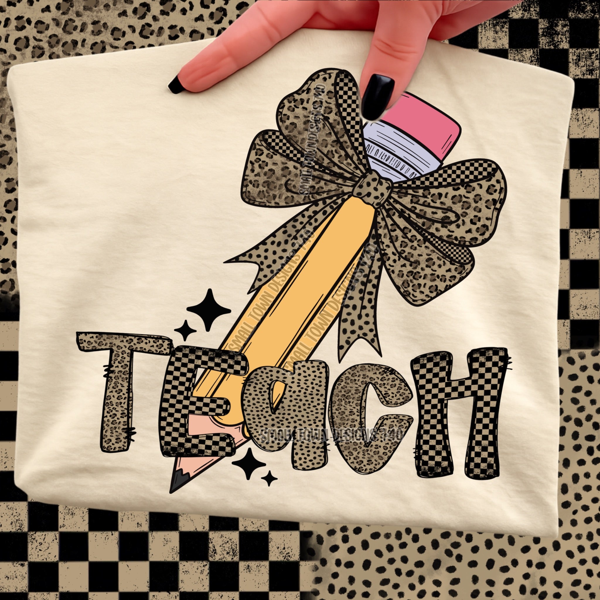 Leopard Bow Teach Graphic Tee