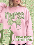 Nurse Floral Bow Crewneck Sweatshirt