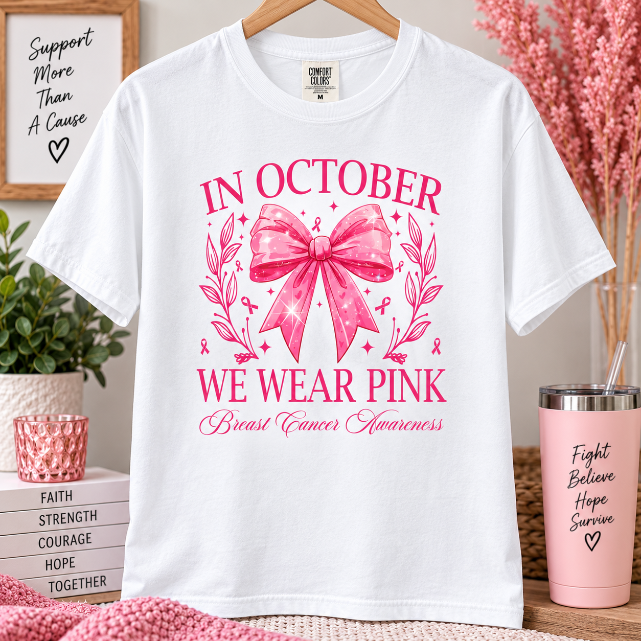 In October We Wear Pink Breast Cancer Awareness Tee