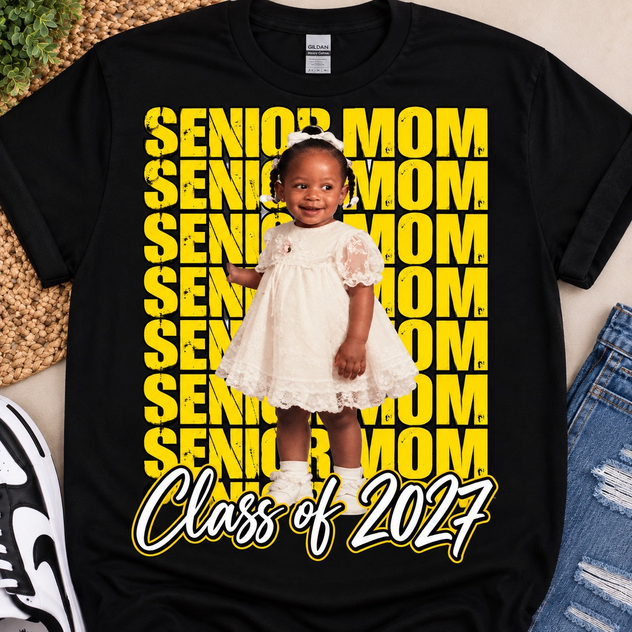 Custom Senior Mom Photo Tee – Class of 2027