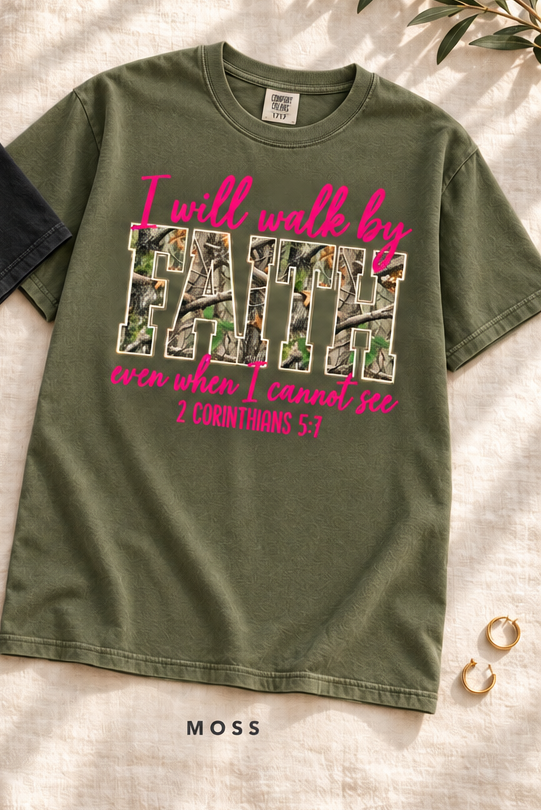 Walk by Faith Camo Tee